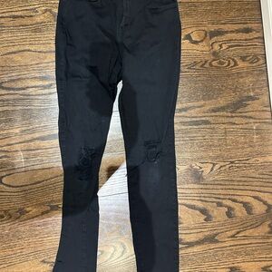 J Brand Black Skinny Jeans with Distressed Knees